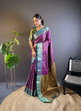 Womens Fashion Ethnic Kanjeevaram Purple Color Sarees-MLSHWSA1924PUP